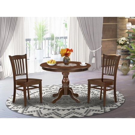 East West Furniture 3 Piece Hartland Dining Room Set - Mahogany HBGR3-MAH-W